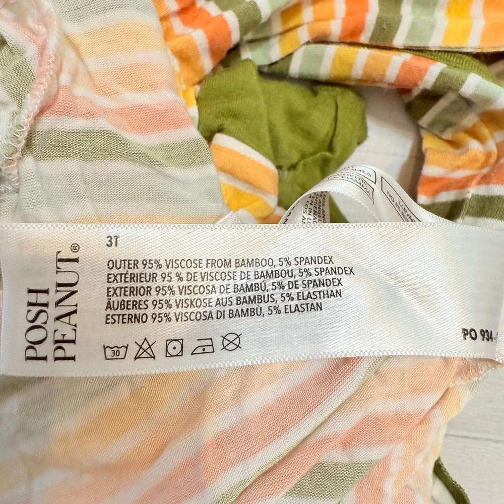 Posh Peanut toddler one piece footed sleeper‎ stripes *PLAY* 3T